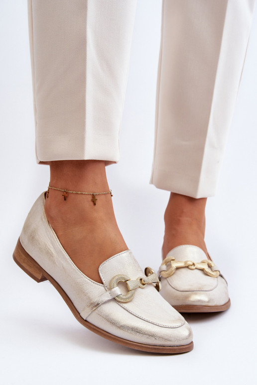 Zazoo 2880 Dames Mocassins Leer met ornamenten gouden kleur Zazoo 2880 Dames Mocassins Leer met ornamenten gouden kleur