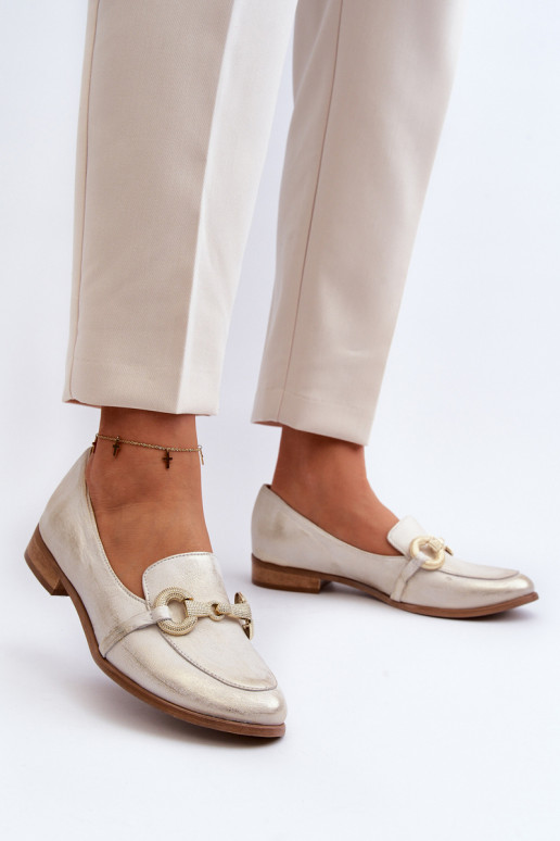 Zazoo 2880 Dames Mocassins Leer met ornamenten gouden kleur Zazoo 2880 Dames Mocassins Leer met ornamenten gouden kleur