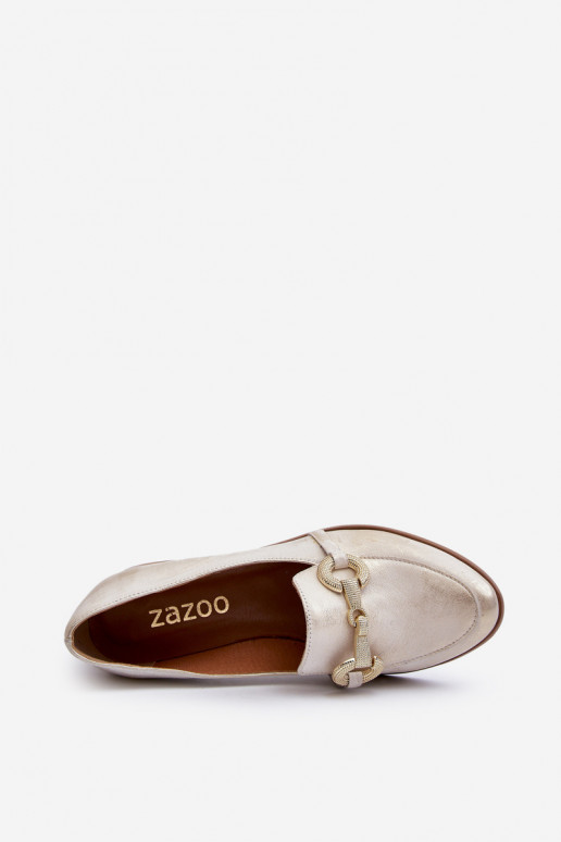 Zazoo 2880 Dames Mocassins Leer met ornamenten gouden kleur Zazoo 2880 Dames Mocassins Leer met ornamenten gouden kleur