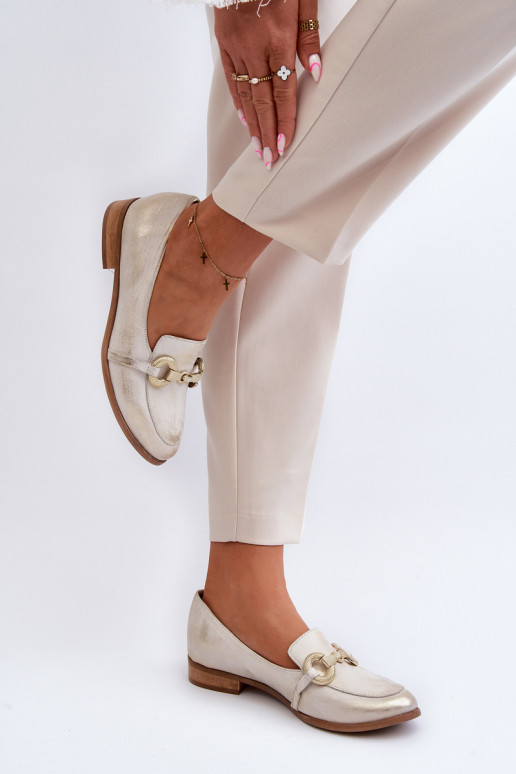 Zazoo 2880 Dames Mocassins Leer met ornamenten gouden kleur Zazoo 2880 Dames Mocassins Leer met ornamenten gouden kleur