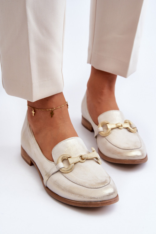 Zazoo 2880 Dames Mocassins Leer met ornamenten gouden kleur Zazoo 2880 Dames Mocassins Leer met ornamenten gouden kleur