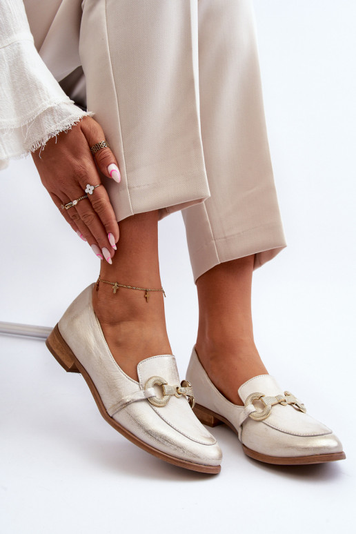 Zazoo 2880 Dames Mocassins Leer met ornamenten gouden kleur Zazoo 2880 Dames Mocassins Leer met ornamenten gouden kleur