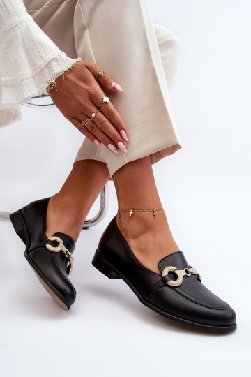 Zazoo 2880 Dames leren mocassins met ornamenten in zwart 2