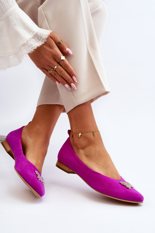 Zazoo 2887 Ballerinas van suède Met sierlijk Vlindersm roze Zazoo 2887 Ballerinas van suède Met sierlijk Vlindersm roze