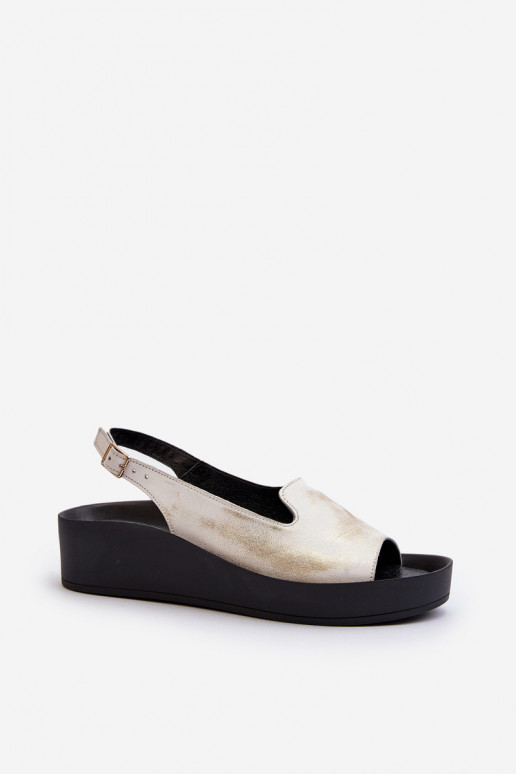 Zazoo 2893 Dames sandalen Leer na Dikj PodeszInie gouden kleur Przecierany Zazoo 2893 Dames sandalen Leer na Dikj PodeszInie gouden kleur Przecierany