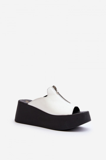 Zazoo 2916 dames slippers met platform en ritsen, wit