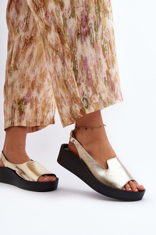 Zazoo 2893 Dames sandalen Leer na Dikj PodeszInie gouden kleur Zazoo 2893 Dames sandalen Leer na Dikj PodeszInie gouden kleur