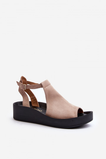 Zazoo 2914 Suède damessandalen beige