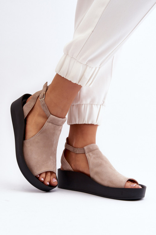 Zazoo 2914 Suède damessandalen beige Zazoo 2914 Suède damessandalen beige