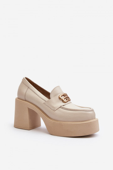 Zazoo 20170 dames leren schoenen met hakken, ivoorkleurig 2