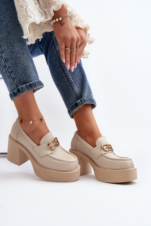 Zazoo 20170 schoenen Leer Dames met hakken ivoor Zazoo 20170 schoenen Leer Dames met hakken ivoor