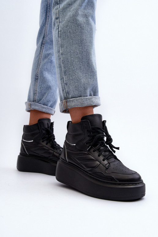 Zazoo 3392/X Dames Leer sportschoenen met platform zInart