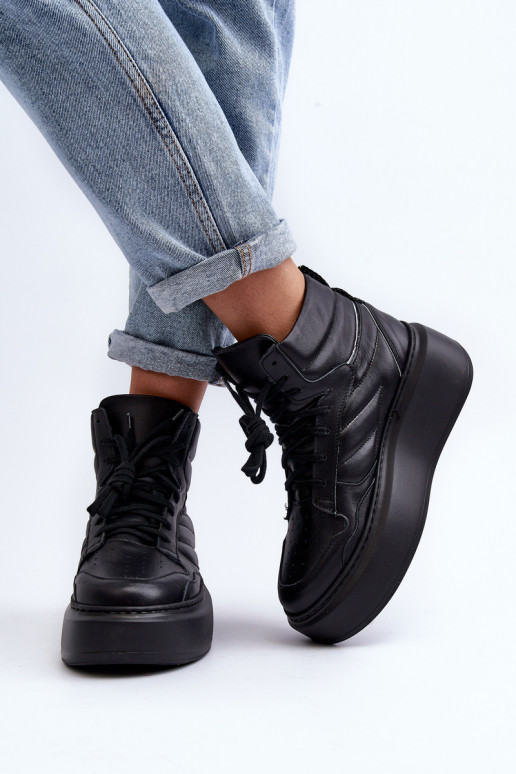 Zazoo 3392/X Dames Leer sportschoenen met platform zInart