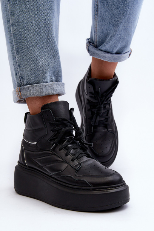 Zazoo 3392/X Dames Leer sportschoenen met platform zInart