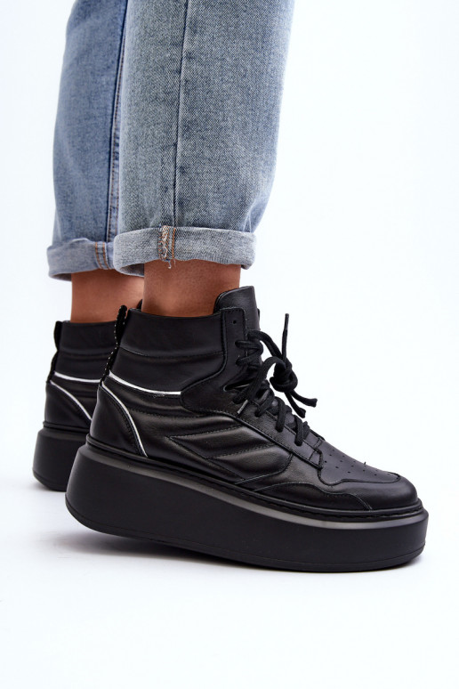 Zazoo 3392/X Dames Leer sportschoenen met platform zInart