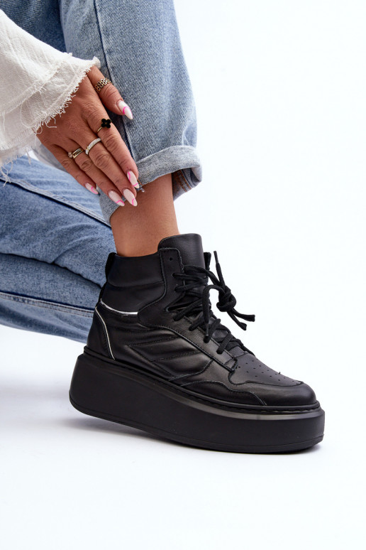 Zazoo 3392/X Dames Leer sportschoenen met platform zInart