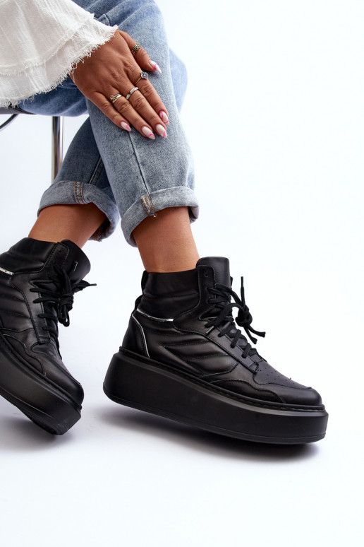 Zazoo 3392/X Dames Leer sportschoenen met platform zInart