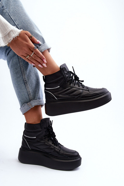 Zazoo 3392/X Dames Leer sportschoenen met platform zInart