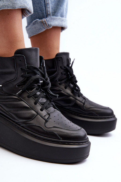 Zazoo 3392/X Dames Leer sportschoenen met platform zInart