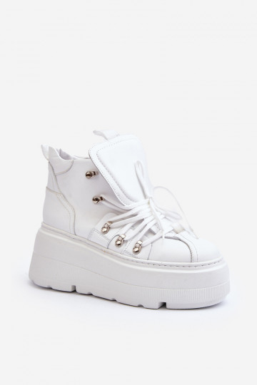 Zazoo 3416 vrouwen leren sportschoenen witte kleur