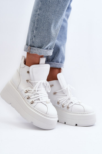 Zazoo 3416 vrouwen leren sportschoenen witte kleur 2