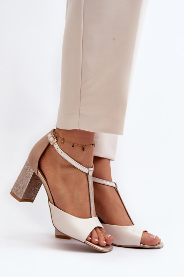 Damessandalen met hakken Laura Messi 2759 beige 2