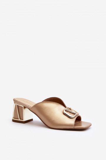 Elegante stijl vrouwen slippers met hakken Laura Messi 2771 gouden kleur