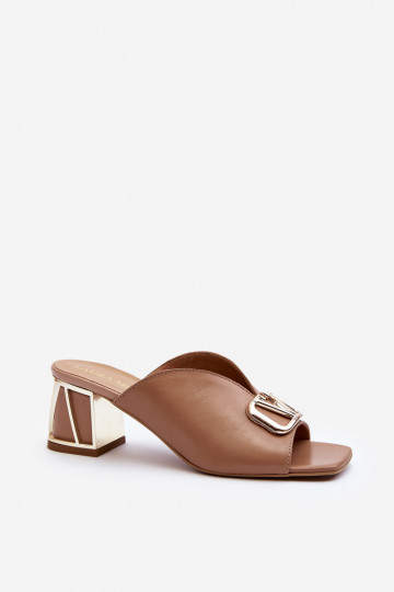 Elegante stijl vrouwen slippers met hakken Laura Messi 2771 zandkleur