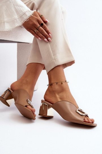 Elegante stijl vrouwen slippers met hakken Laura Messi 2771 zandkleur 2