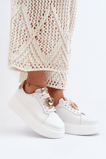 Dames Leer Sneakers model schoenen CheBello 4411 Initte kleur 2