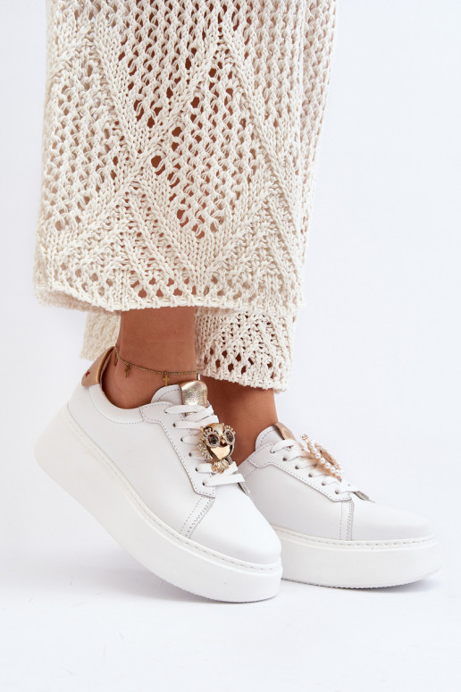 Dames Leer Sneakers model schoenen CheBello 4411 Initte kleur Dames Leer Sneakers model schoenen CheBello 4411 Initte kleur