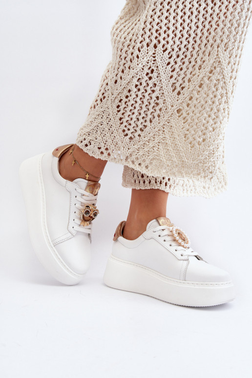 Dames Leer Sneakers model schoenen CheBello 4411 Initte kleur Dames Leer Sneakers model schoenen CheBello 4411 Initte kleur