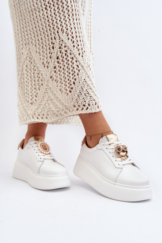 Dames Leer Sneakers model schoenen CheBello 4411 Initte kleur Dames Leer Sneakers model schoenen CheBello 4411 Initte kleur