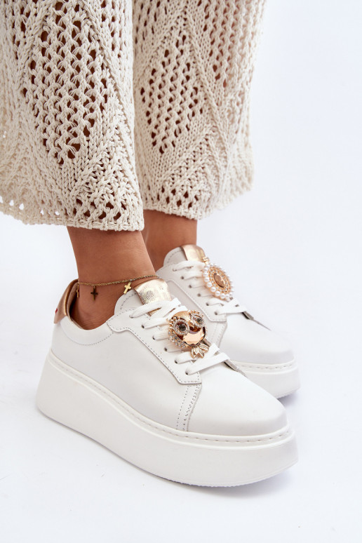 Dames Leer Sneakers model schoenen CheBello 4411 Initte kleur Dames Leer Sneakers model schoenen CheBello 4411 Initte kleur