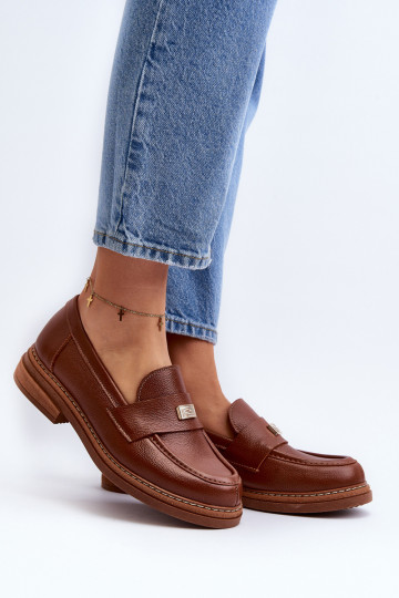 Zazoo 20165 Leer dames mocassins bruine kleur 2