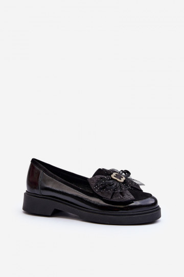 Dames lak mocassins met strikken Laura Messi 2786 zwart
