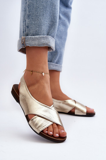 Zazoo 40407 leren dames sandalen goudkleurig