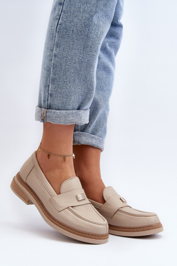 Zazoo 20165 Leer dames mocassins beige 2