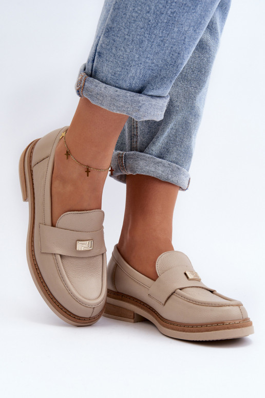 Zazoo 20165 Leer dames mocassins beige
