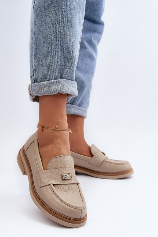 Zazoo 20165 Leer dames mocassins beige