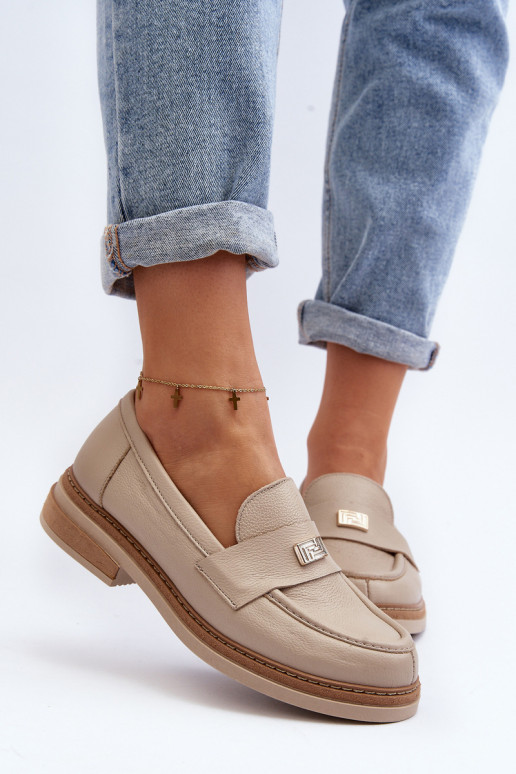 Zazoo 20165 Leer dames mocassins beige