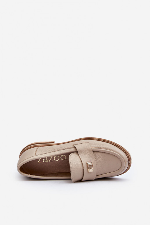 Zazoo 20165 Leer dames mocassins beige