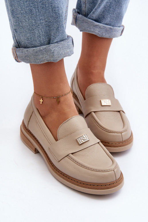 Zazoo 20165 Leer dames mocassins beige