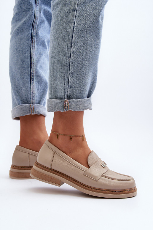 Zazoo 20165 Leer dames mocassins beige