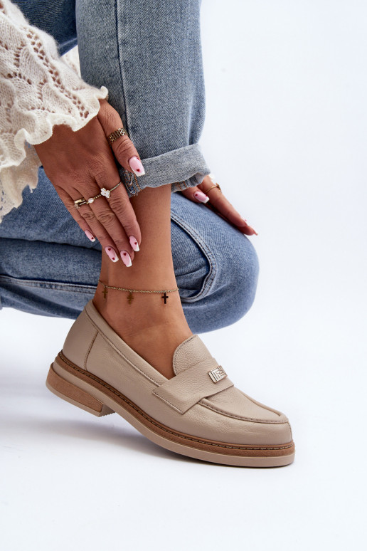 Zazoo 20165 Leer dames mocassins beige