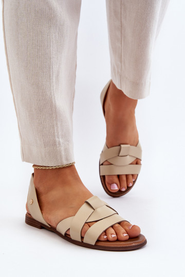 Zazoo 40185 comfortabele leren instapslippers zandkleurig