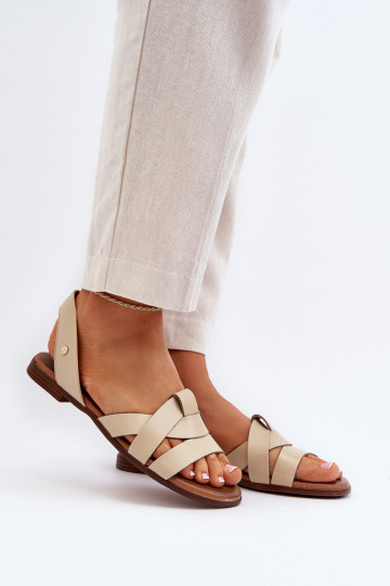 Zazoo 40185 comfortabele leren instapslippers zandkleurig 2