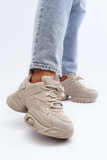 Sportieve schoenen met trendy dikke zolen GOE NN2N4046 zandkleurig