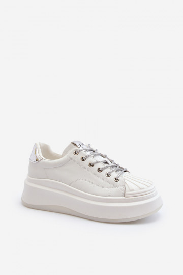 Leer Sneakers model schoenen Dames met platform GOE NN2N4033 Initte kleur 2