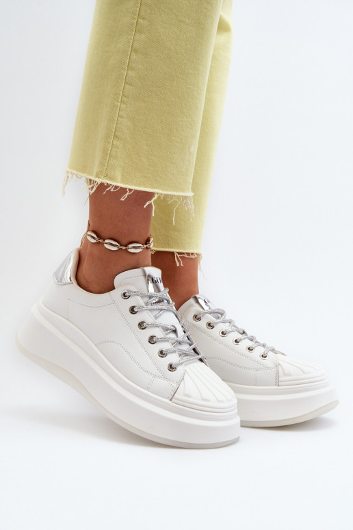 Leer Sneakers model schoenen Dames met platform GOE NN2N4033 Initte kleur Leer Sneakers model schoenen Dames met platform GOE NN2N4033 Initte kleur